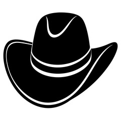 A black cowboy cap silhouette vector illustration.