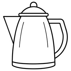 Fototapeta premium kettle outline coloring book page line art illustration digital drawing