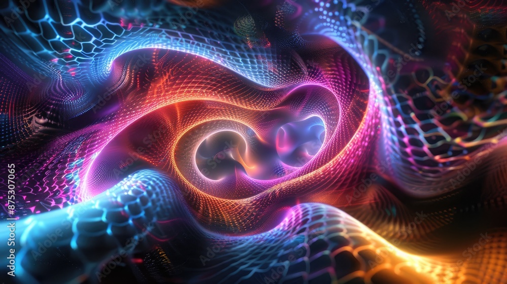 Poster Abstract digital artwork featuring vibrant colors and swirling patterns creating a dynamic and mesmerizing visual experience.