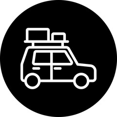 Obraz premium Road Trips Vector Line White Circle Black