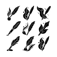 set of pen silhouette
