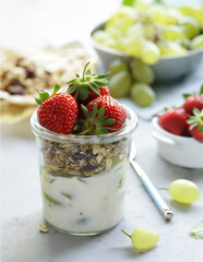 healthy eating granola yogurt and berries for breakfast