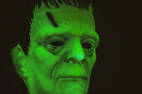 NEW YORK USA, JULY 7 2024: Trick or Treat Studios Boris Karloff Frankenstein Monster pail lit from inside