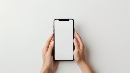 hand holding smart phone, mockup, empty screen