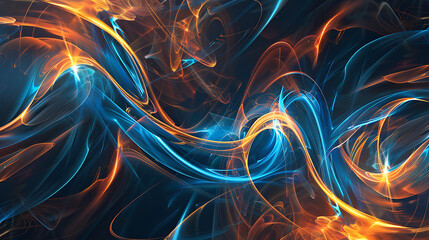 Obraz premium Fiery Blue and Orange Swirls