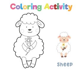 Coloring worksheet page. Coloring animal activity page. Educational printable coloring worksheet. Practicing fine motoric skills for children