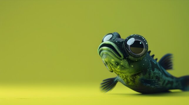Surreal of a Curious Endler's Livebearer with a Floating 3D Question Mark