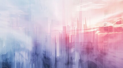 Naklejka premium Surreal and abstract cityscape with a soft color palette AI generated illustration