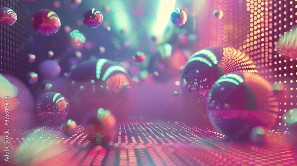 Poster surreal shapes and patterns floating in a digital void ai generated illustration