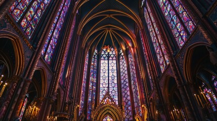 Obraz premium Towering cathedrals with intricate stained glass windows AI generated illustration