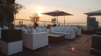 Obraz premium Trendy rooftop terrace AI generated illustration