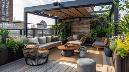 Fototapeta premium Trendy rooftop terrace AI generated illustration