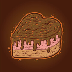 Chocolate Cake Love Illustration