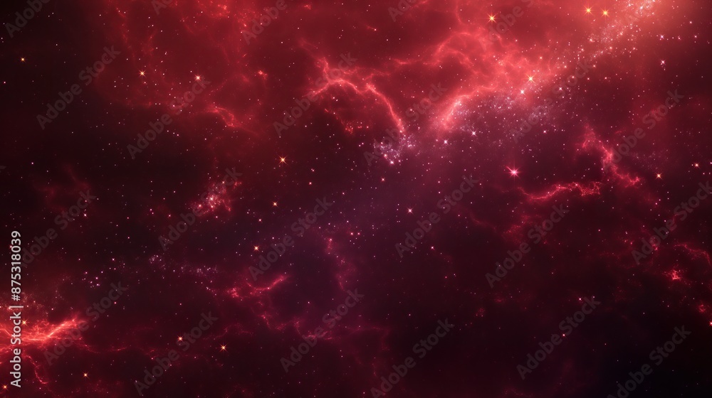 Wall mural abstract red universe nebula clouds in space, with starry night cosmos galactic sky. wallpaper backg