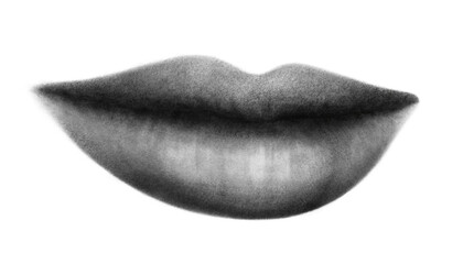 Mouth, lips, emotions, chalk tattoo illustration isolated on white background
