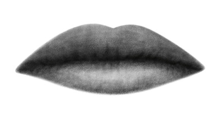 Mouth, lips, emotions, chalk tattoo illustration isolated on white background