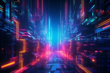 Neon Lights Material Structure Background - Generative AI
