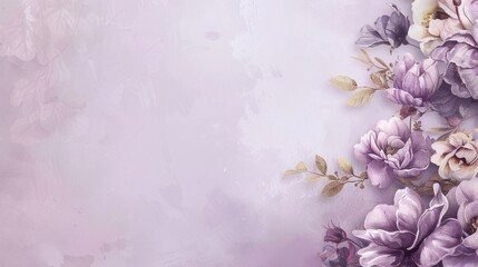 Charming floral wreath frame on lavender for wedding invitations