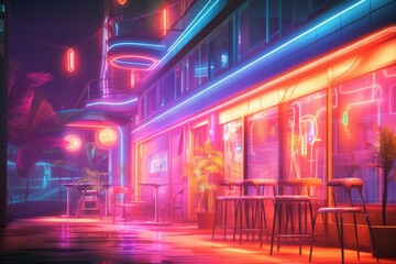 Neon Lights Material Structure Background - Generative AI