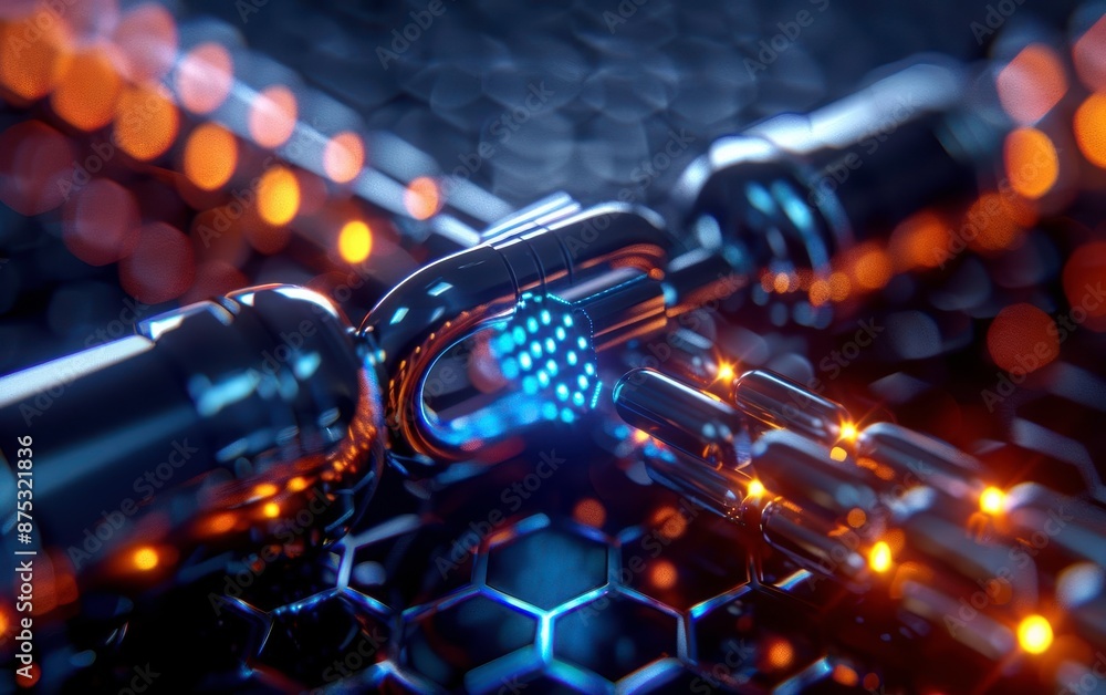 Aufkleber futuristic digital padlock with glowing network. concept of cyber security, encryption, and blockcha