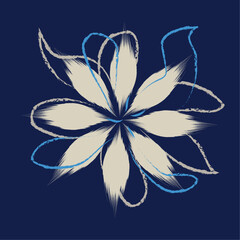 Blue and grey floral textile tropical bicolor flower and leaves miniprint seamless pattern design. A flowers geometric textiles