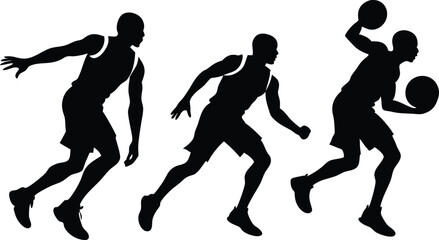 Basketball silhouettes, set of Basketball players silhouette vector