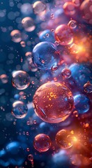  Colorful abstract background with various sized bubbles floating in a sea of bubbles.