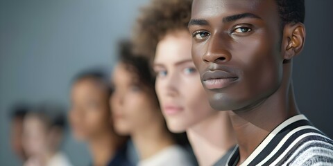 Fototapeta premium Enhancing Human Connection Through Selective Focus on Top Models at Fashion Show. Concept Fashion Photography, Selective Focus, Human Connection, Model Portraits, Fashion Show