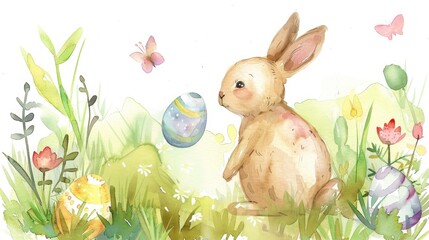 Easter themed watercolor greeting card with space for custom messages Ideal for various occasions such as cards baptisms and invitations