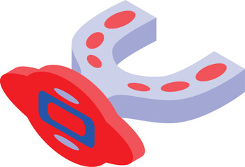 Red magnet horseshoe attracting a cloud computing symbol for data storage or data mining concept in isometric view