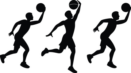 Basketball silhouettes, set of Basketball players silhouette vector