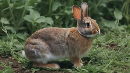 A rabbit in it's habitats