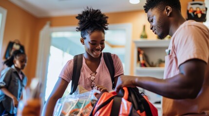 Obraz premium Family assisting student in packing for college move-in