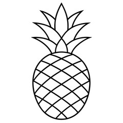 pineapple outline coloring book page line art illustration digital drawing