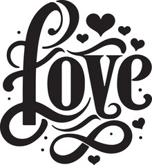 Obraz premium Love art typography silhouette vector illustration