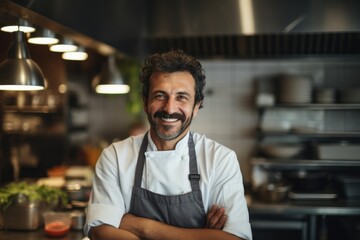 Fototapeta premium Portrait of a middle aged Caucasian kitchen chef