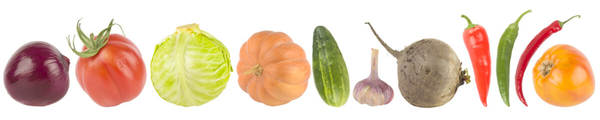 Healthy colorful vegetables isolated on white