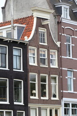 Amsterdam Brouwersgracht Canal House Facade with Bell Gable, Netherlands