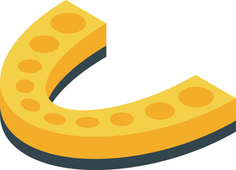 Yellow mouth guard protecting teeth from injury during sports, isolated on a white background