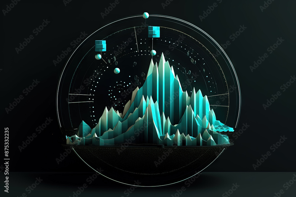 Poster Abstract business graph in mountain style. Data bars concept element for business