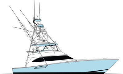Boat Vector Line Art Illustration One Color