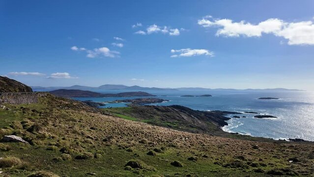 Ring of Kerry, Ireland - View  from Com an Chiste Lookout on a beautiful sunny day in March