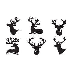 Elegant Deer Silhouette Vector Designs: Perfect for Your Wildlife Graphic Project,