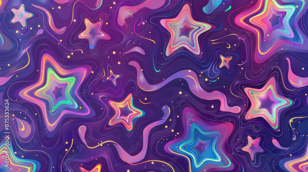 Poster abstract colorful background with many stars and swirls
