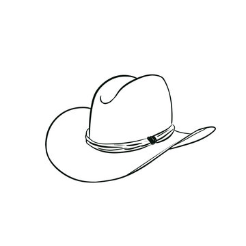 recommend clip art: Cowboy hat line art isolated on white background