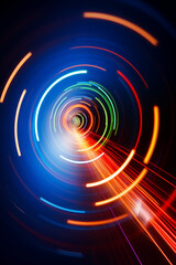 Abstract blurry circle background target colorful light stripes bullseye