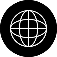 Globe Vector Line White Circle Black