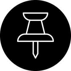Push Pin Vector Line White Circle Black