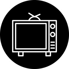 Television Vector Line White Circle Black