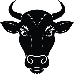 Cow head vector silhouette, Vector of cow head design, Cow silhouette design
